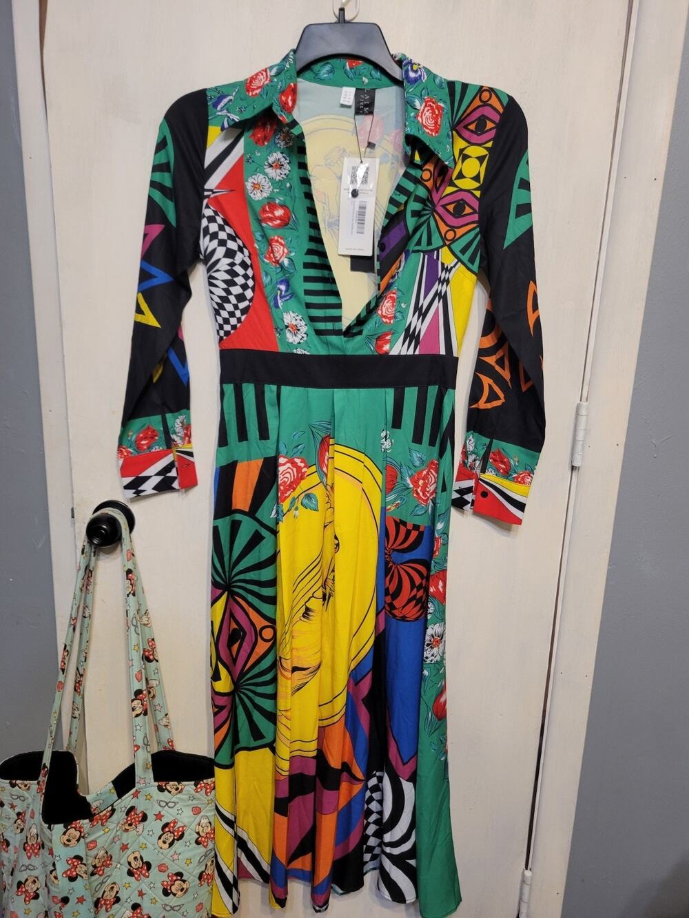 Lai Meng Five Cats Colorful Bright Mixed Print Maxi Dress Size 2 ( Small )